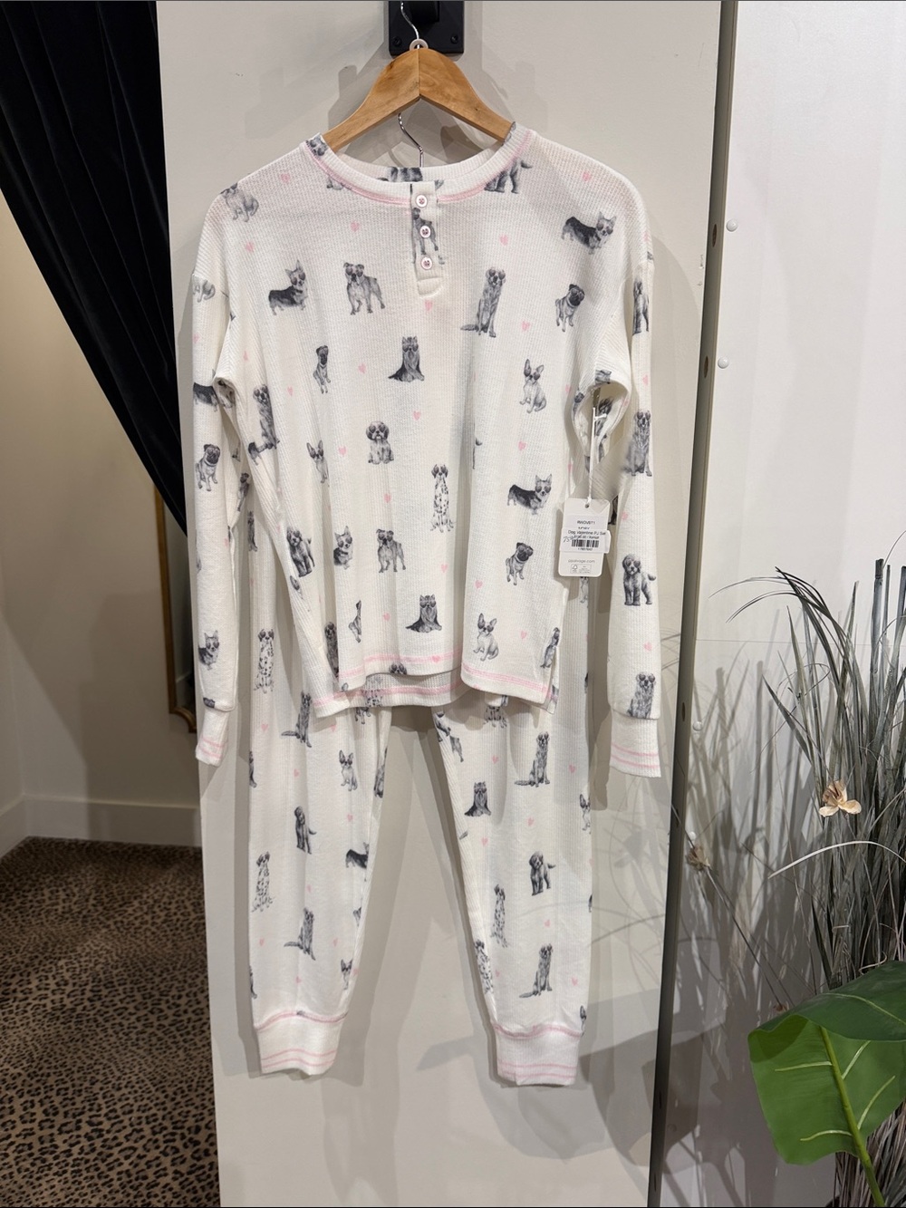 Pajama Set - Cream with Dog Print